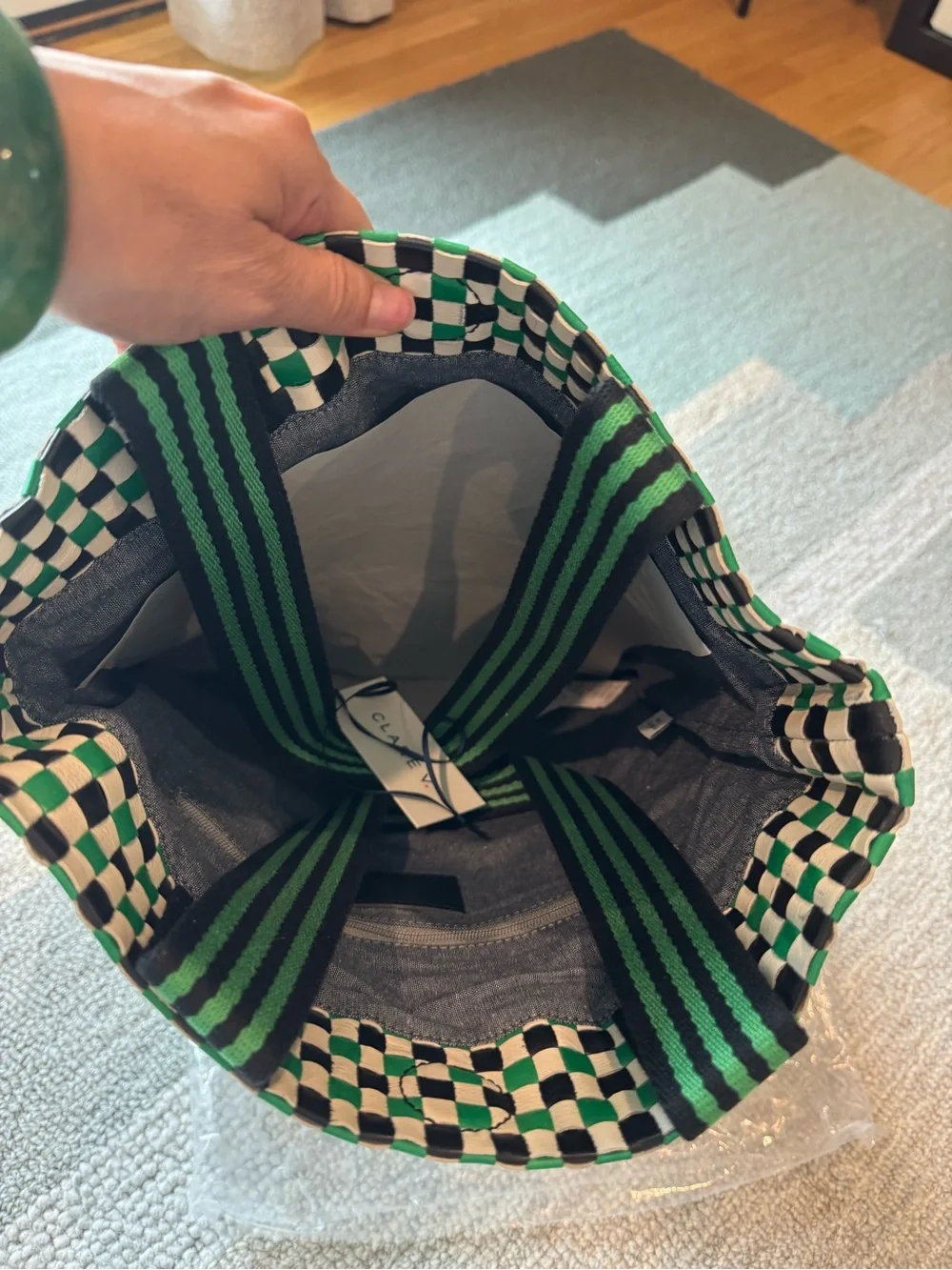 Clare V. Carryall Tote - Green & Black Checker